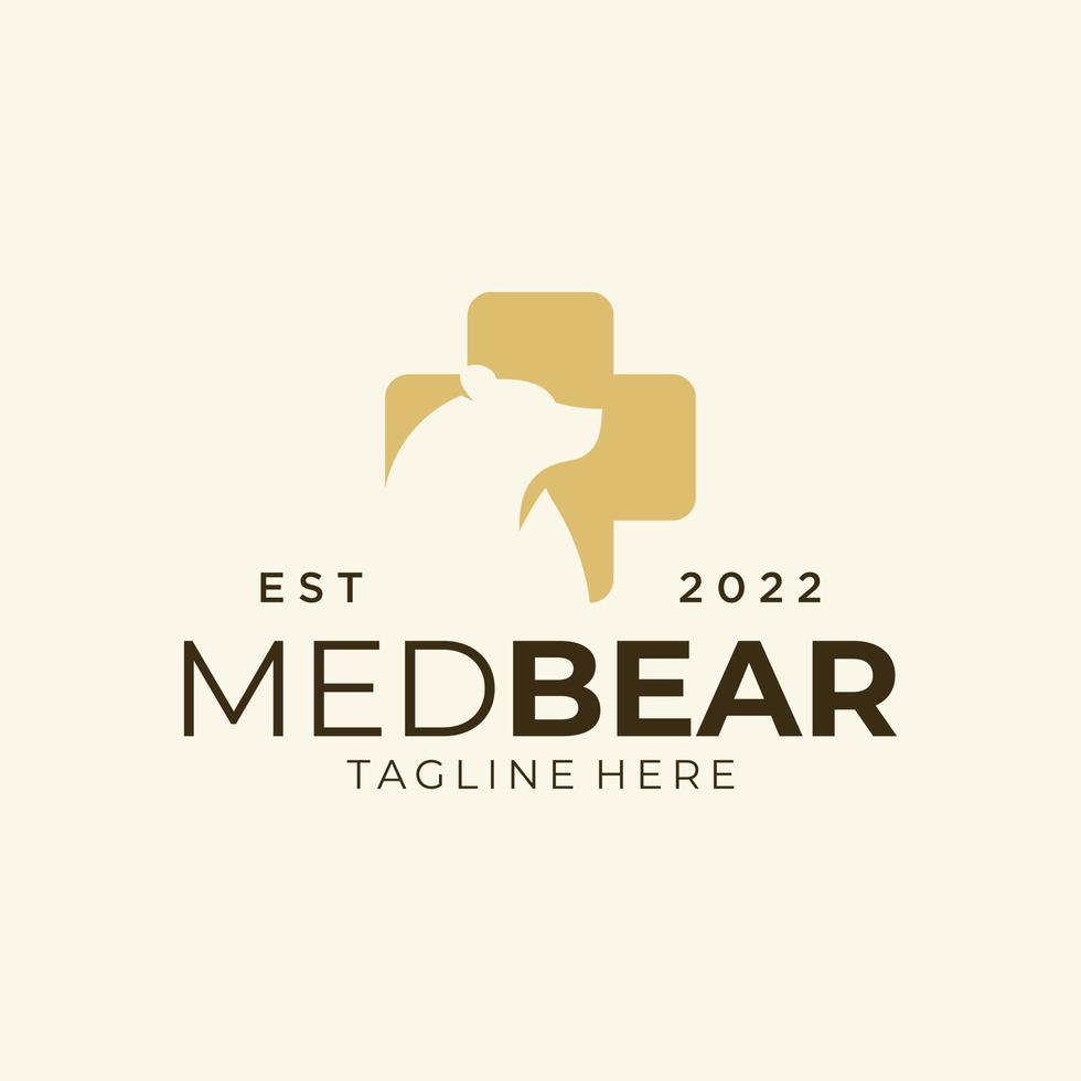 medical bear logo designs for health animal and medical pet service vector