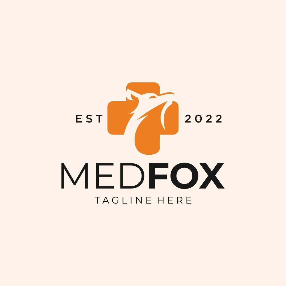 Fox Head with the medical cross symbol vector