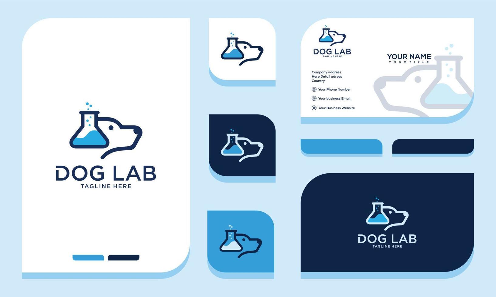 Pet Labs vector logo design and business card