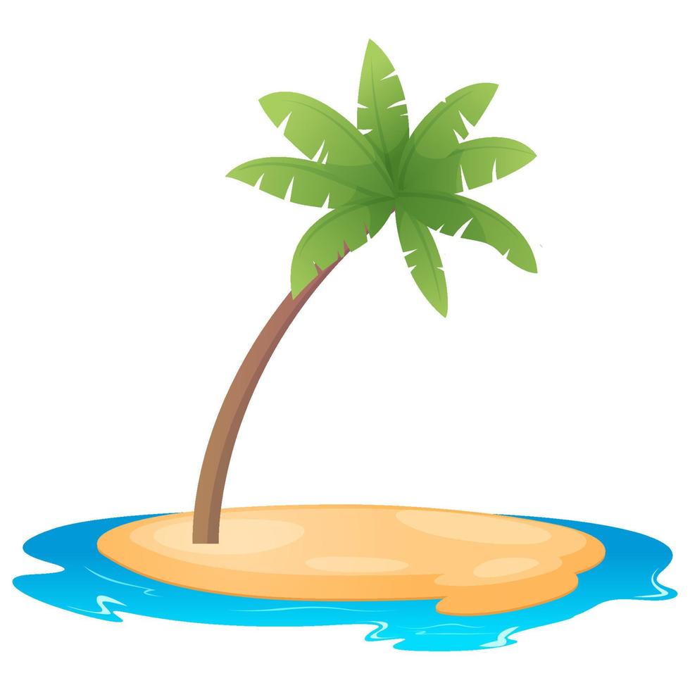 Cartoon Island with Beach, Sea and Palm Tree vector