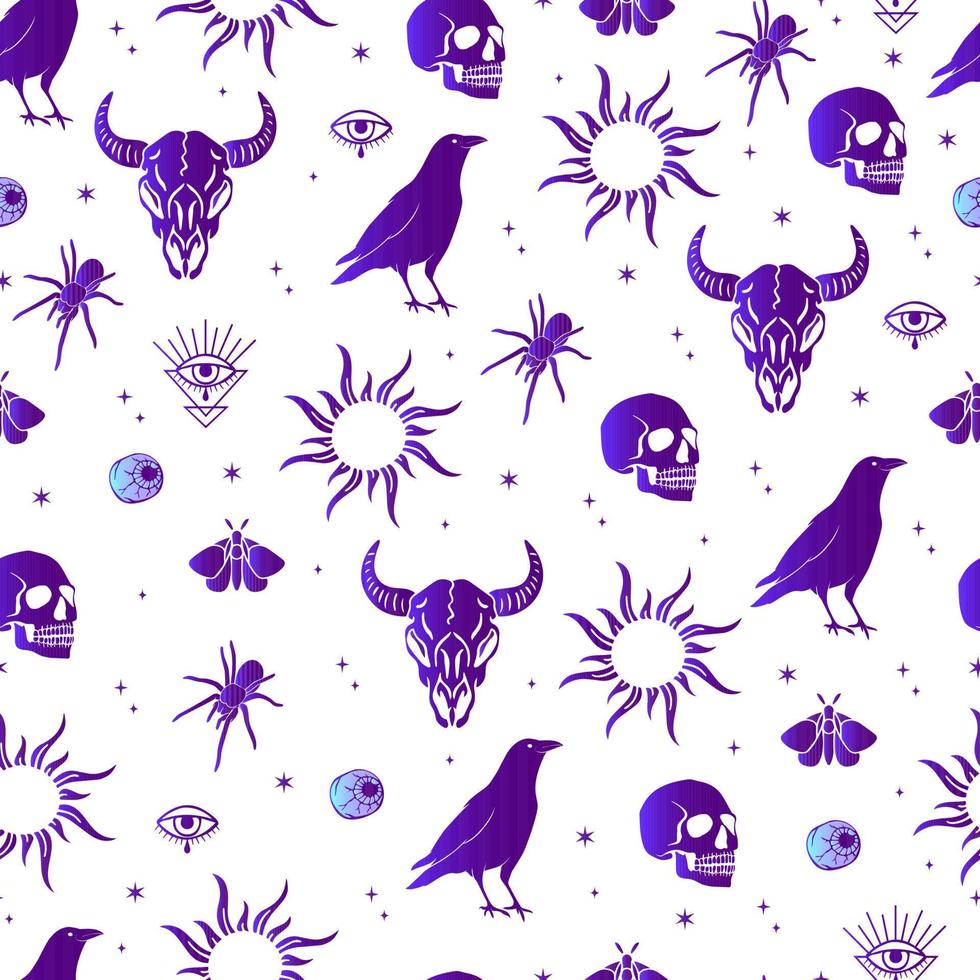 halloween vector seamless pattern witchcraft drawing
