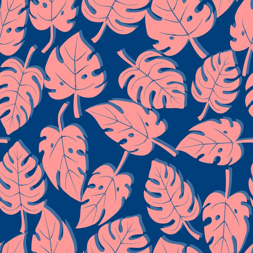 Monstera leaves vector seamless pattern tropical summer