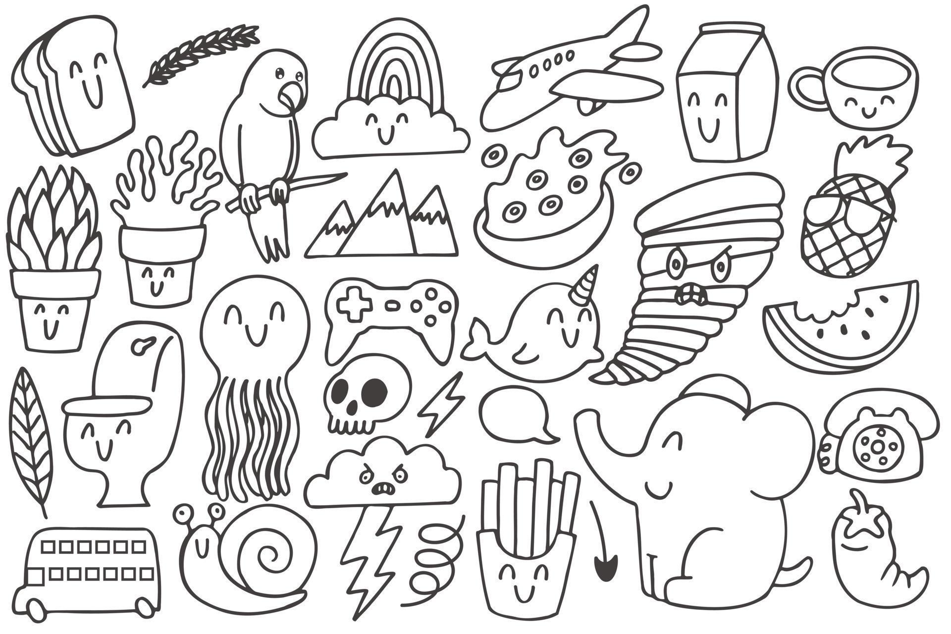 Set of various doodles art 8042484 Vector Art at Vecteezy