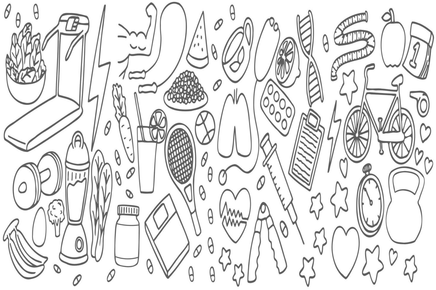 Set of white background medicine doodles vector