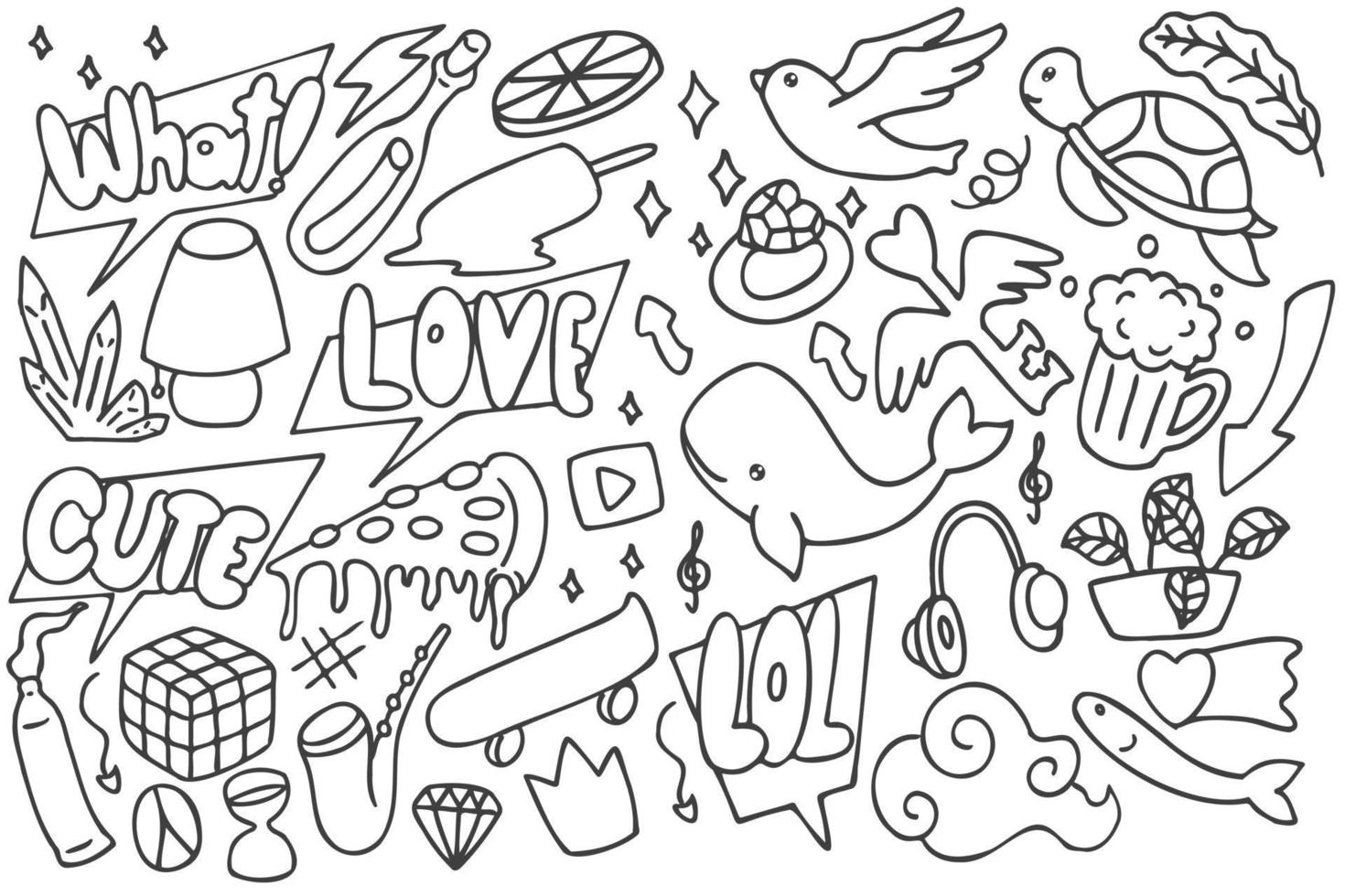 Set of various doodles art vector