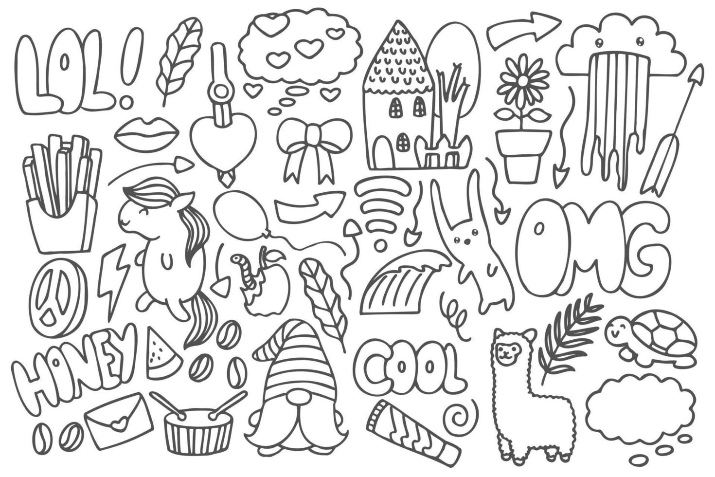 Set of various doodles art. vector