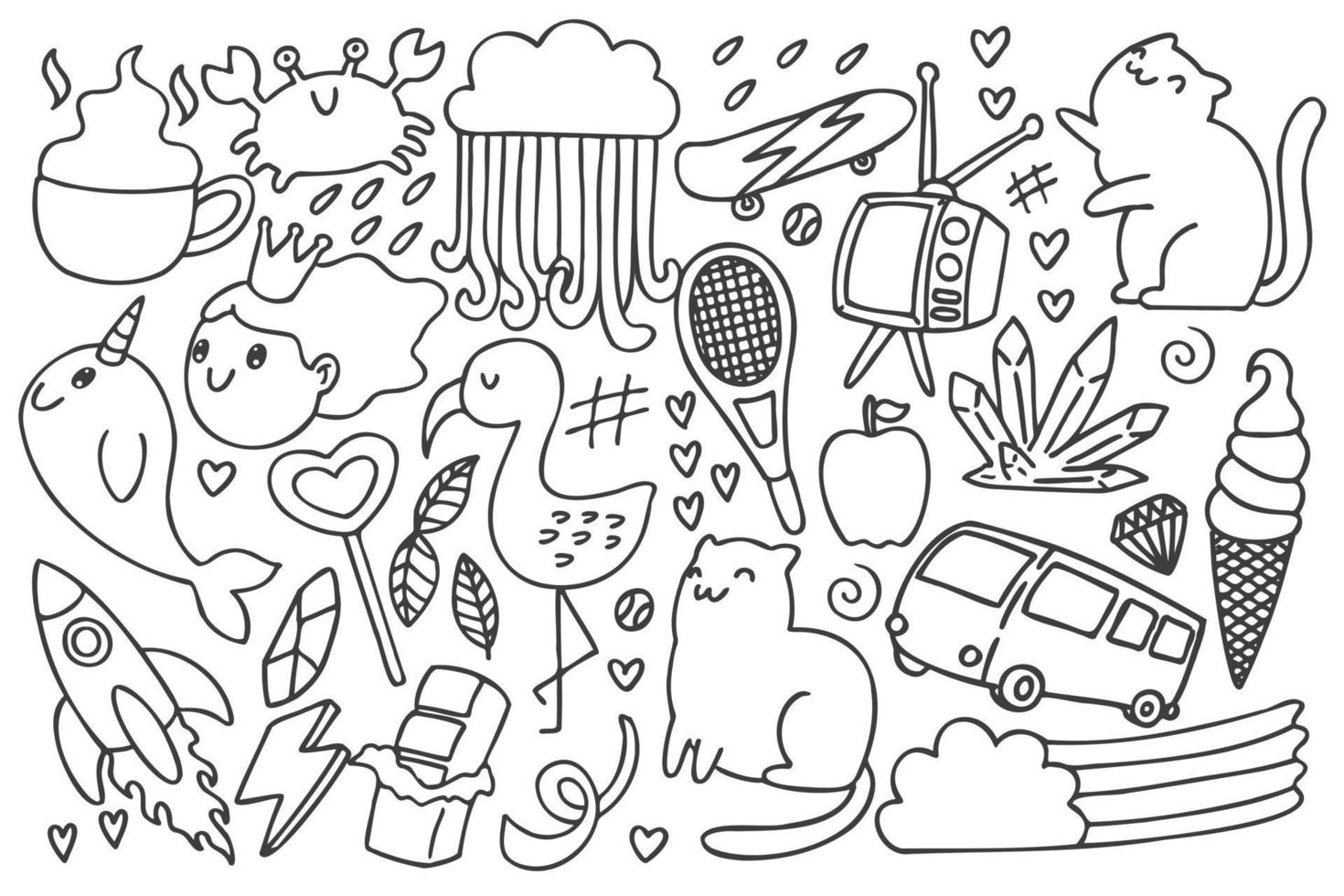 Set of various doodles art. vector