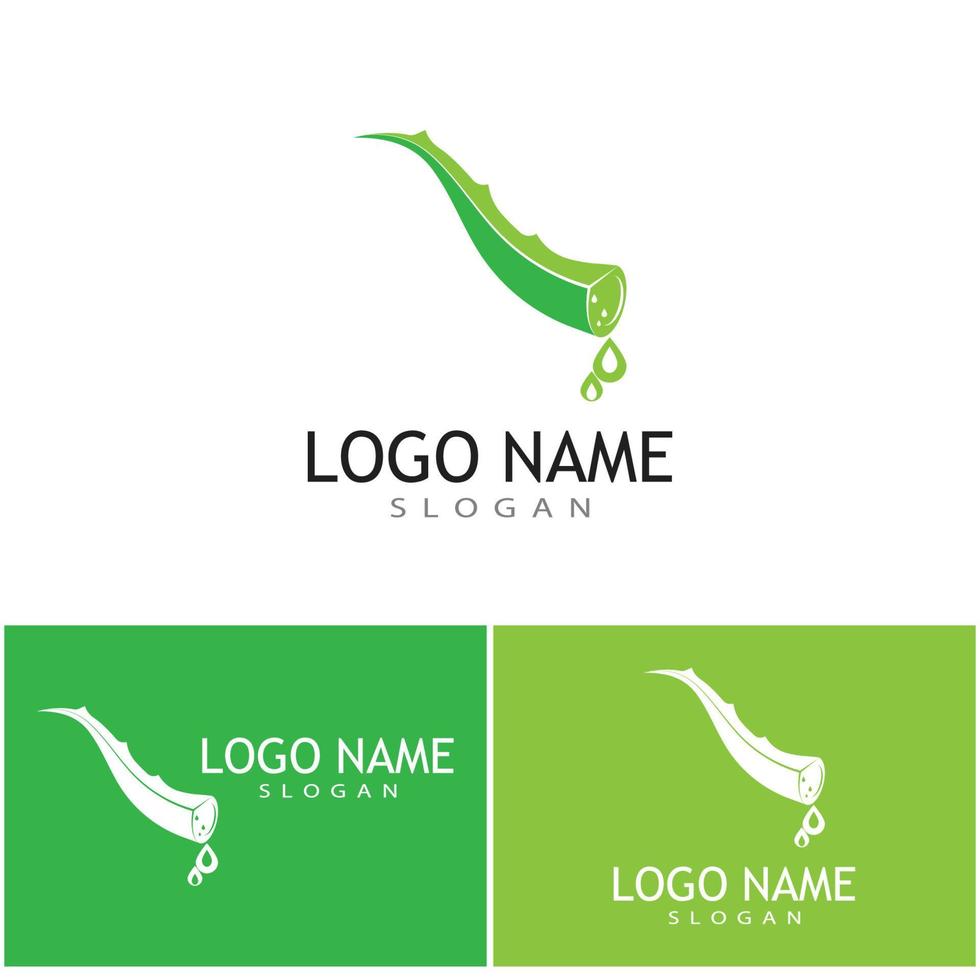 aloe vera ola logo plantilla vector símbolo naturaleza