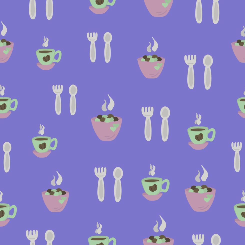 Dinner, colorful seamless pattern vector