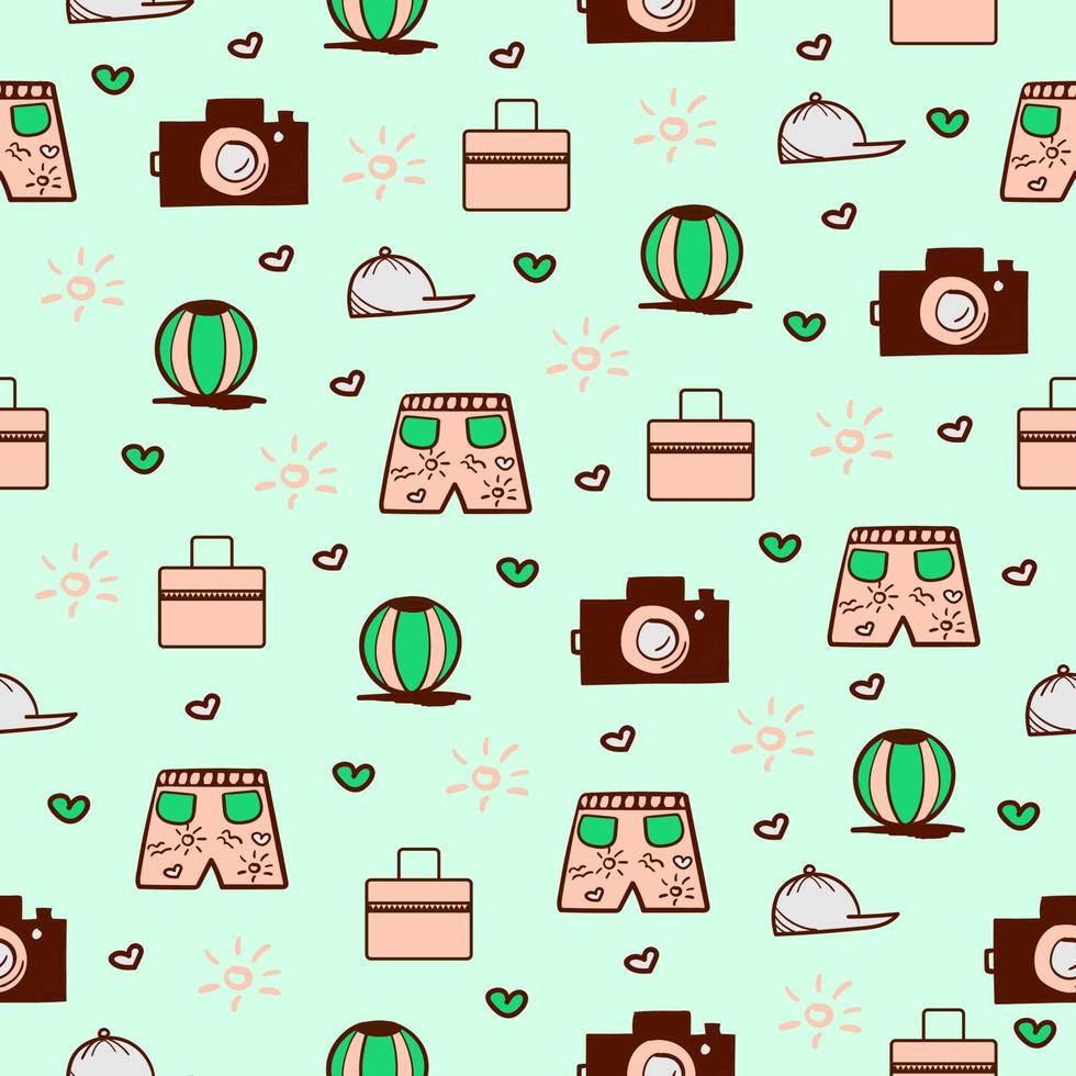 Summer doodles, seamless pattern vector