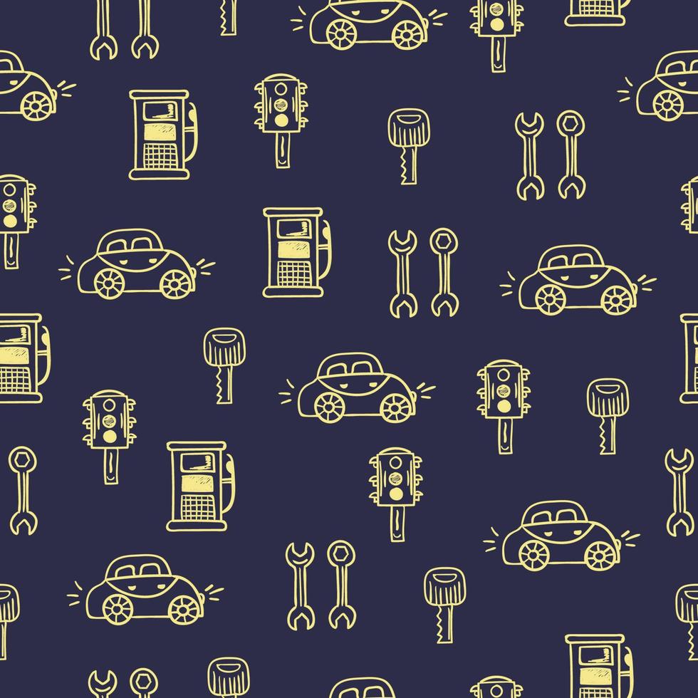 Blue car theme, seamless pattern vector