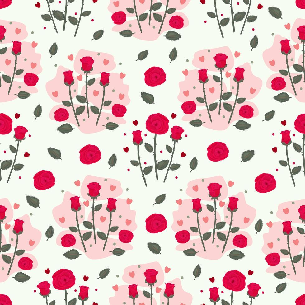 Red roses, seamless pattern vector