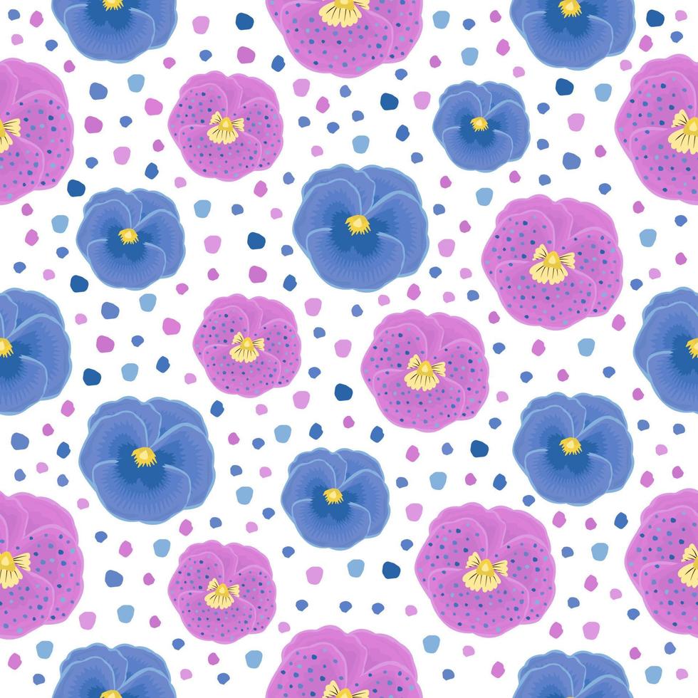 Colorful pansies, seamless pattern vector