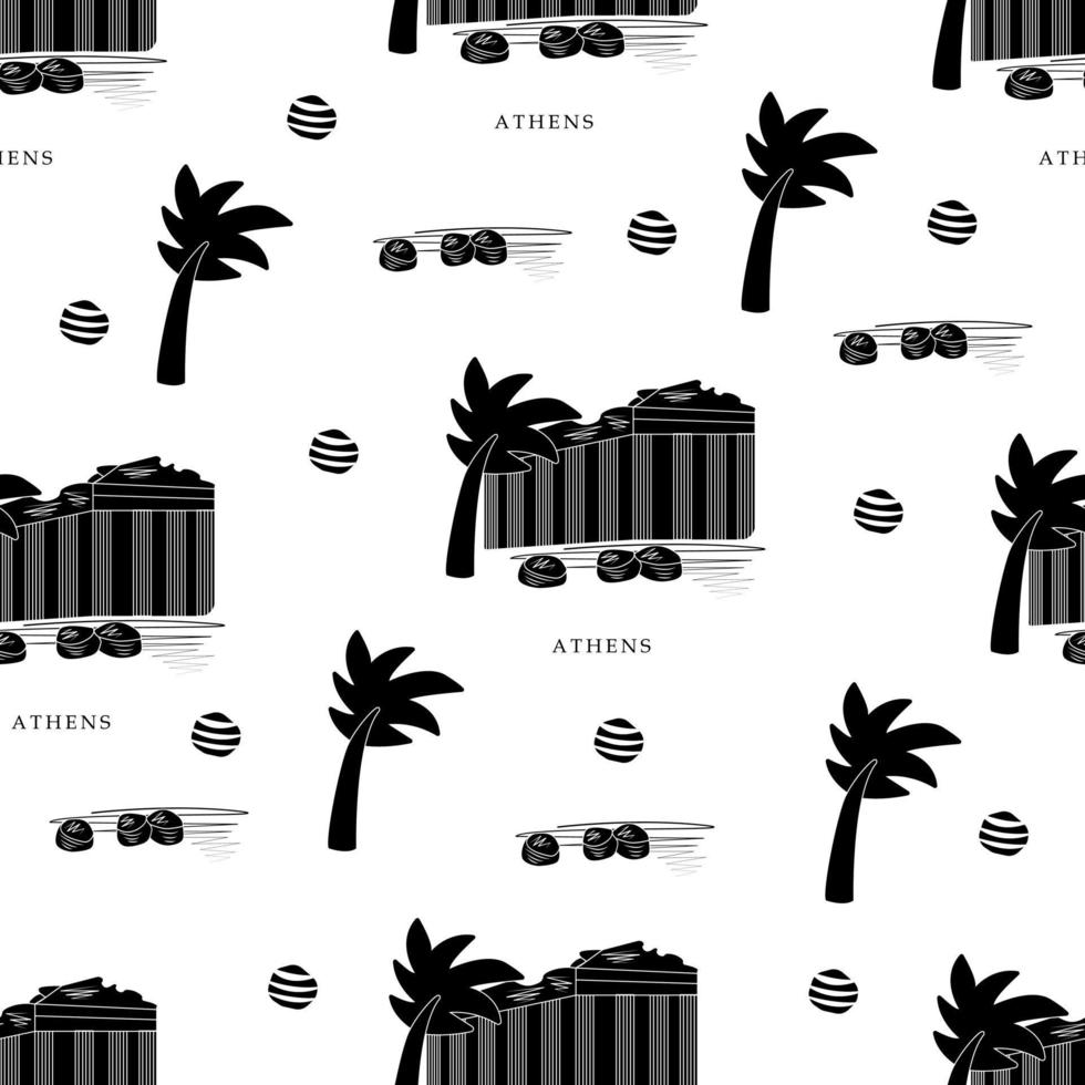 Athens, monochrome seamless pattern vector