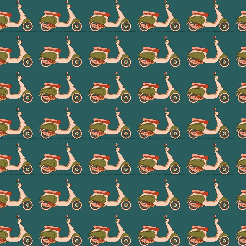 motor scooter repeating isolated motorcycles vector seamless pattern
