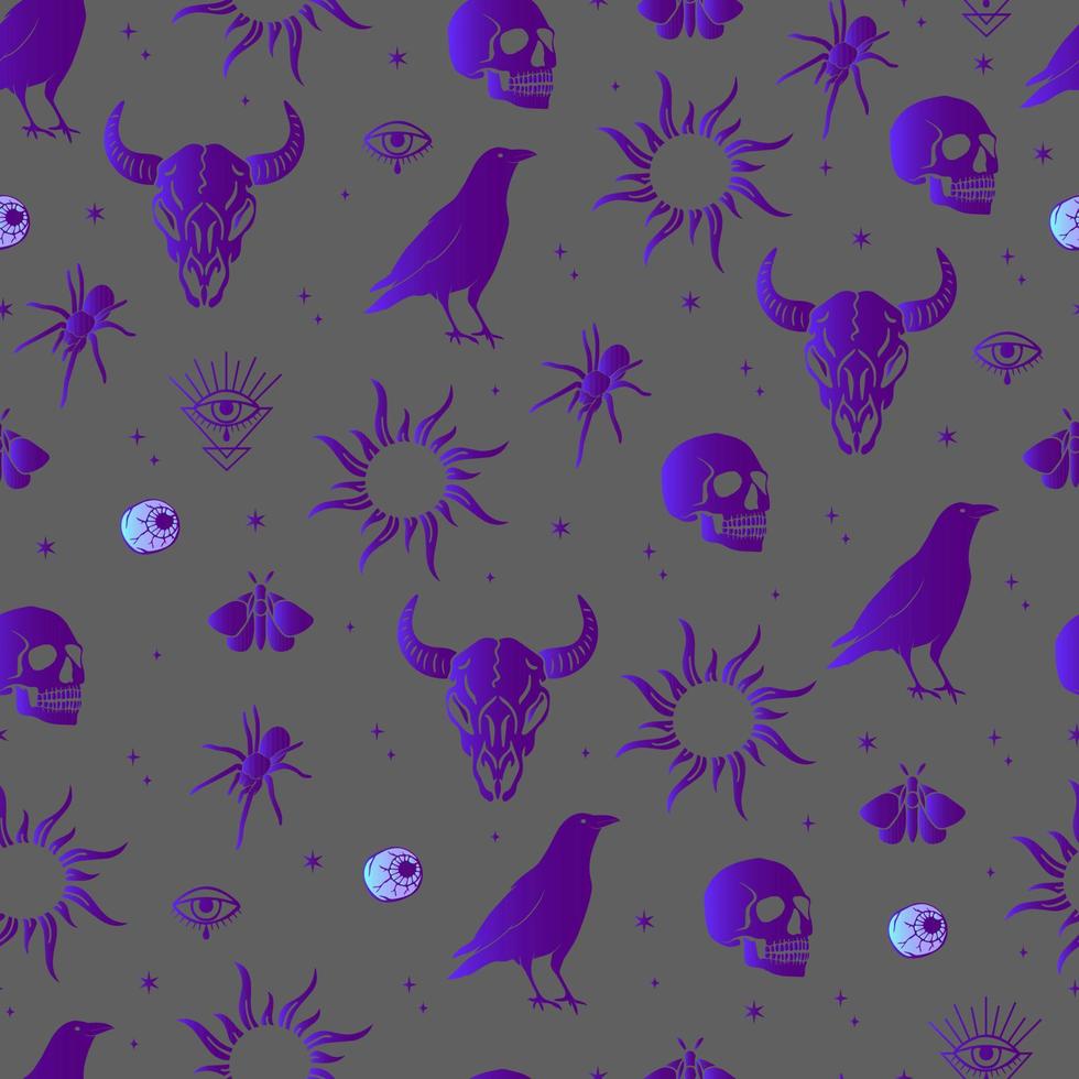 halloween vector seamless pattern witchcraft drawing
