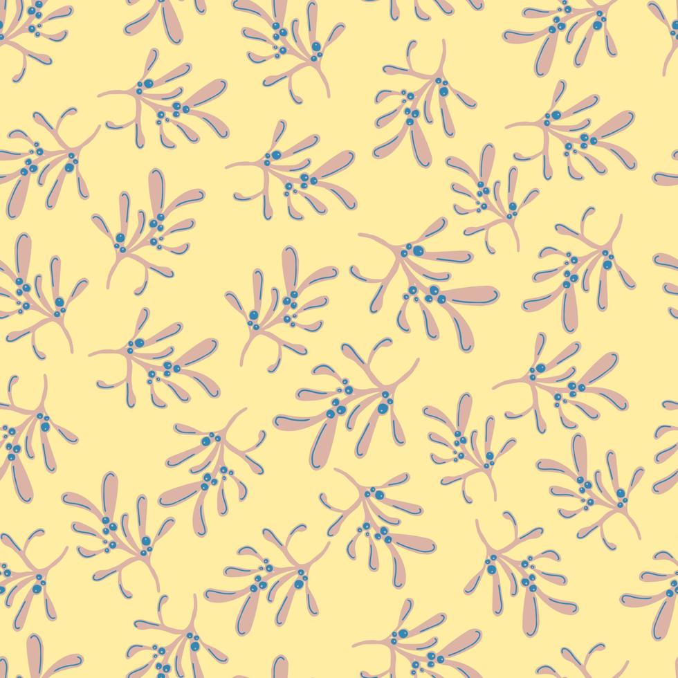 mistletoe branches botanical christmas vector seamless pattern
