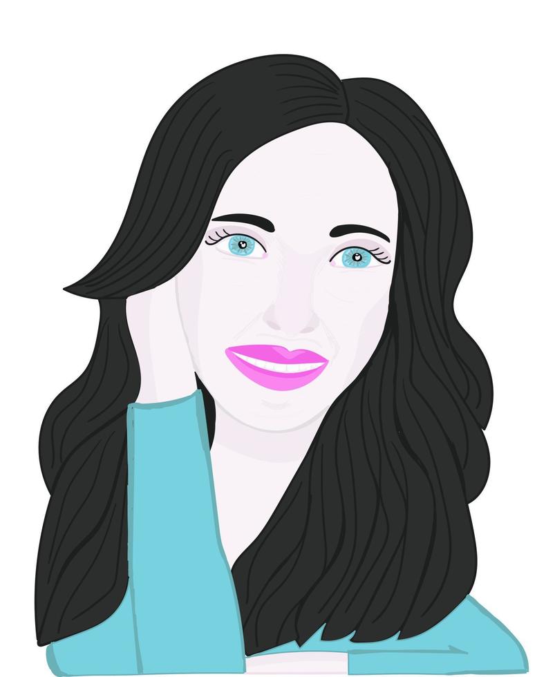 Brunette woman with blue eyes vector