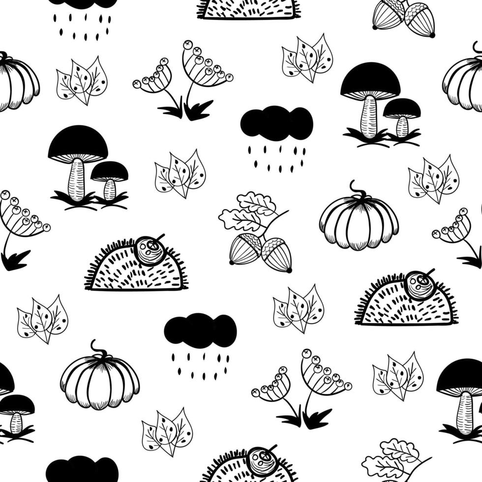 Autumn elements, seamless pattern vector