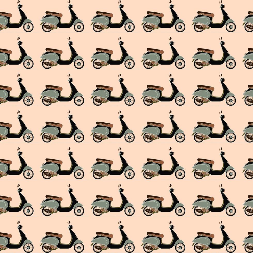 motor scooter repeating isolated motorcycles vector seamless pattern