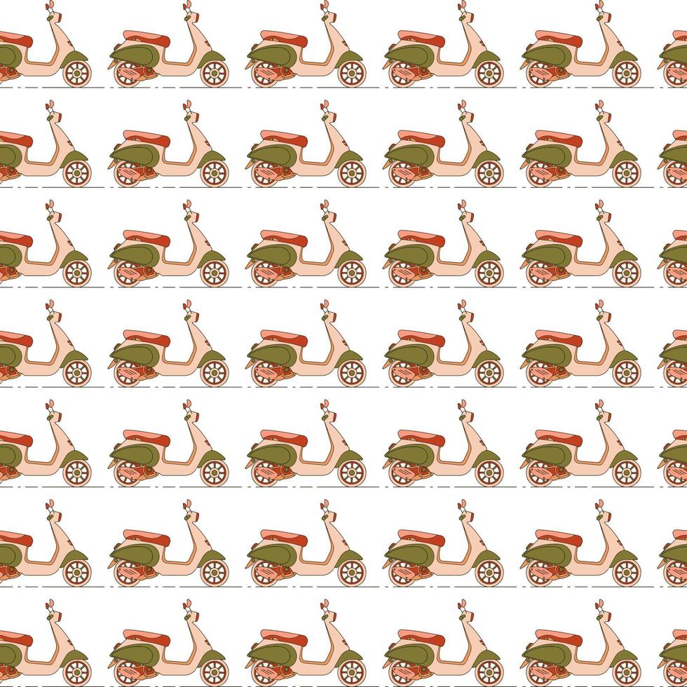 motor scooter repeating isolated motorcycles vector seamless pattern
