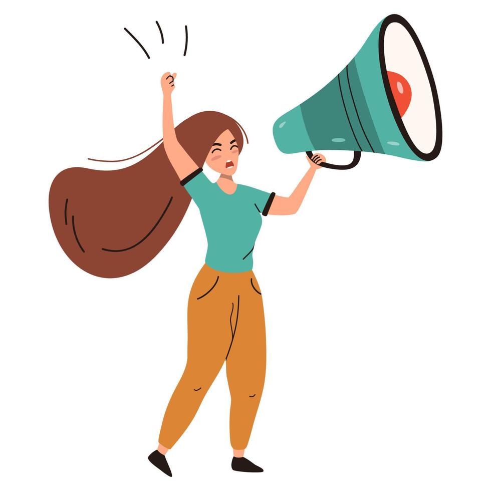 Activist woman with loudspeaker vector