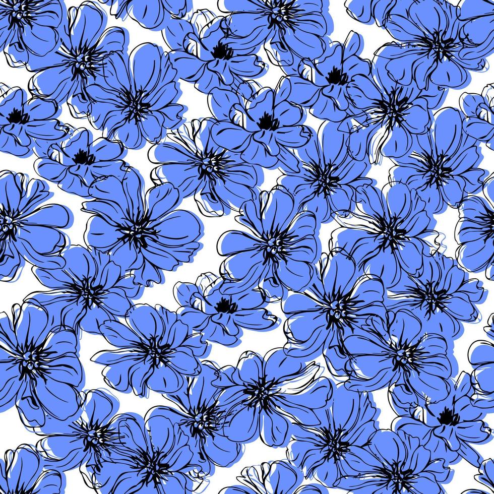 vector seamless pattern flowers . Botanical illustration