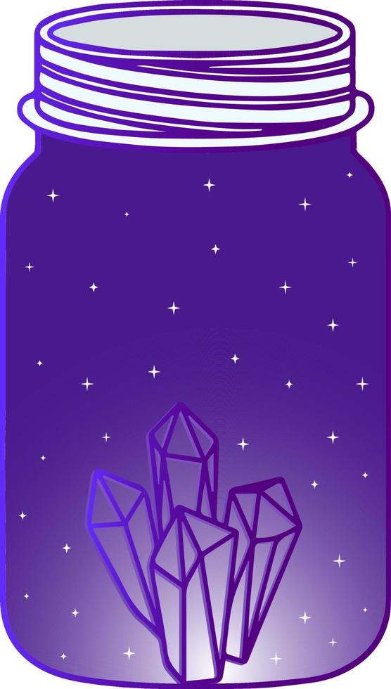 ritual witch jar with crystals for spells and potions halloween vector illustration