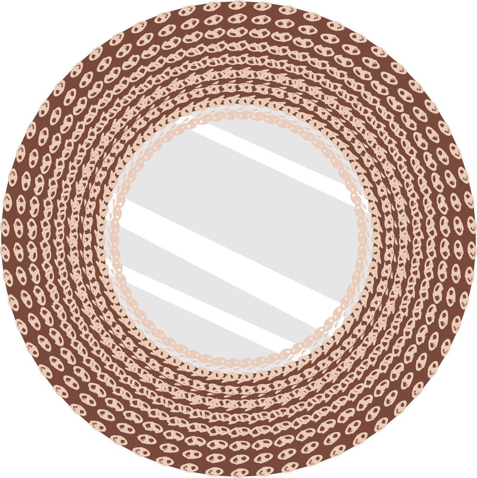 rattan framed mirror cartoon vector isolated hand drawing