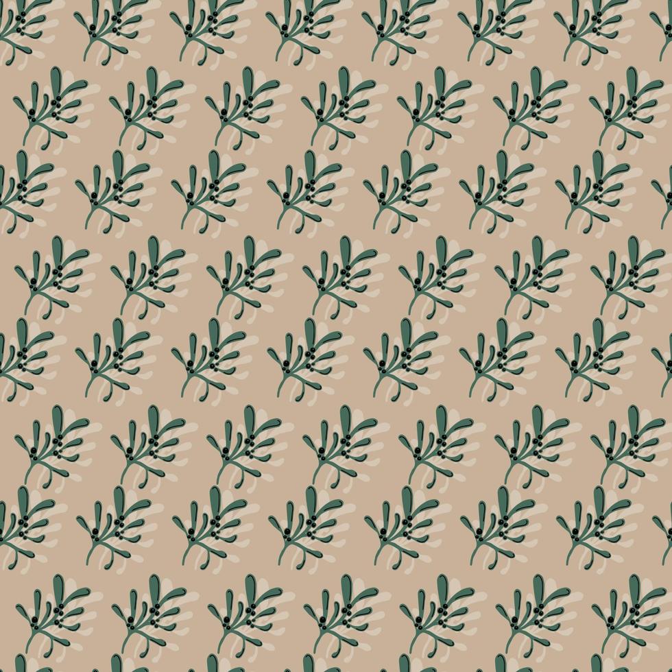 muérdago ramas botánico navidad vector patrón sin costuras