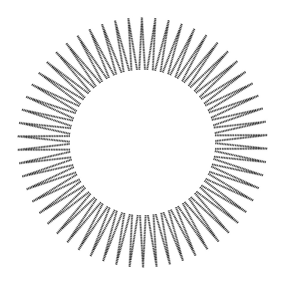 sun shaped round frame with rays isolated vector drawing