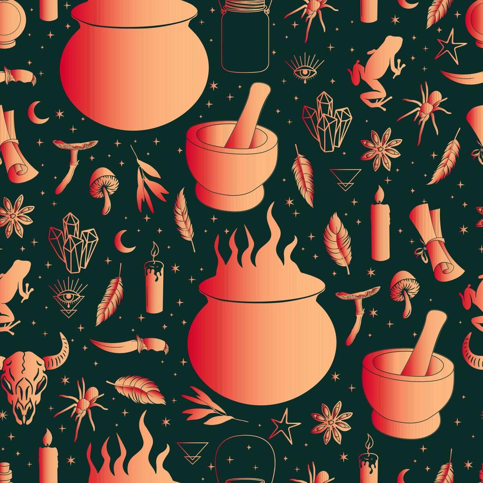 halloween vector seamless pattern witchcraft drawing