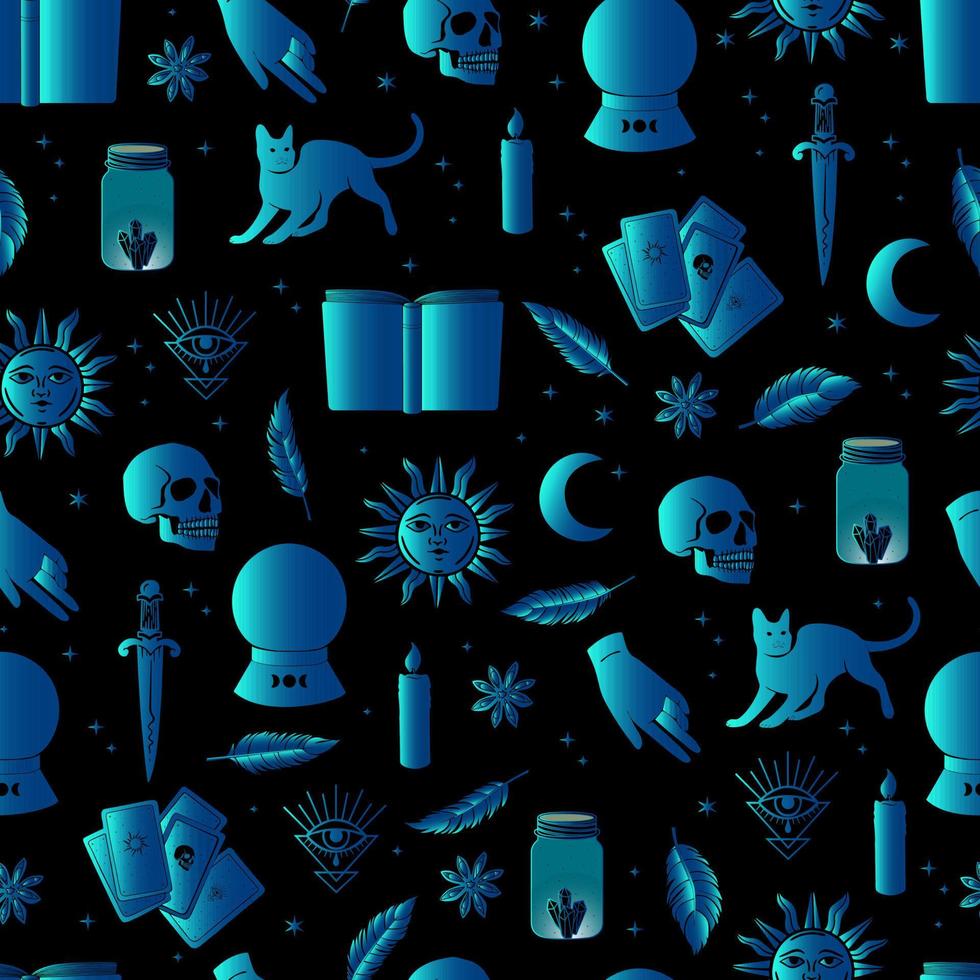 halloween vector seamless pattern witchcraft drawing