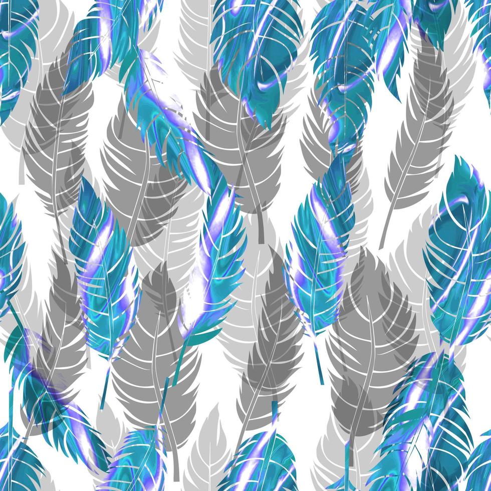 bird feathers vector seamless pattern with gold