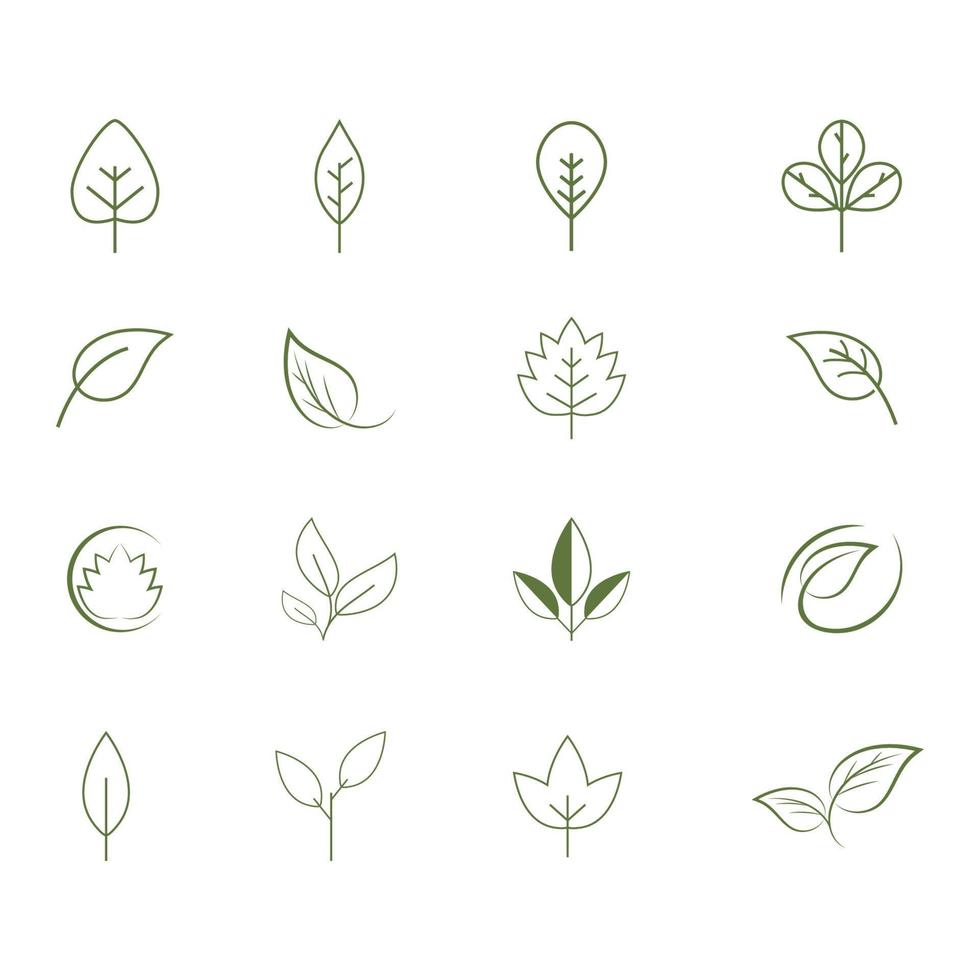 logotipos de vector de elemento de naturaleza de ecología de hoja de árbol verde