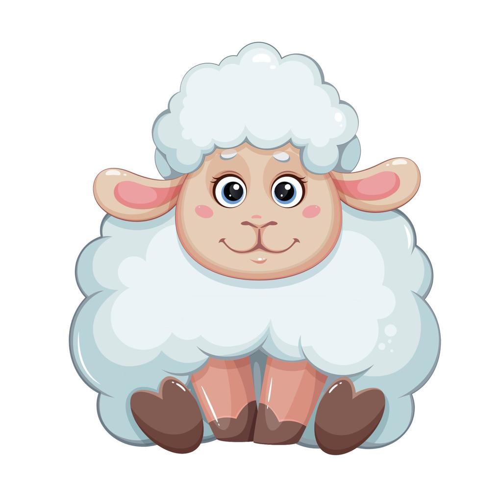Eid al Adha Mubarak greeting card with funny ram vector