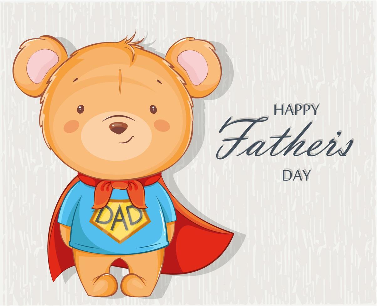 feliz Día del Padre. padre oso superhéroe vector