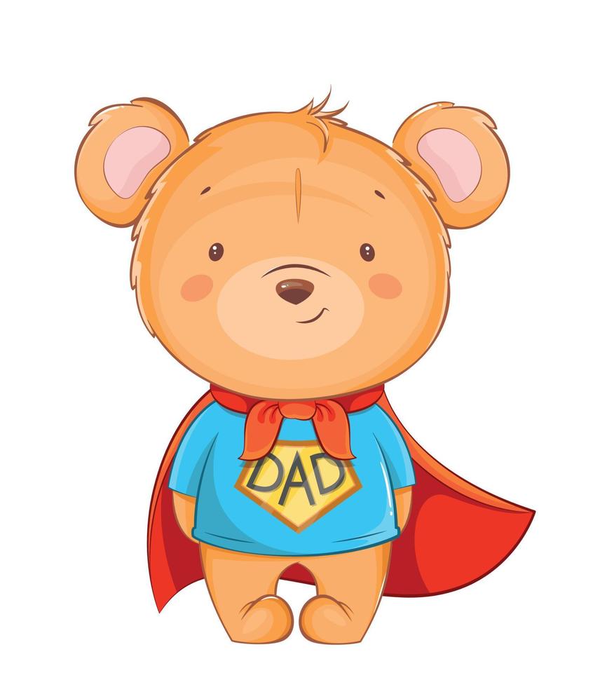 Happy Father's day. Father Bear super hero vector