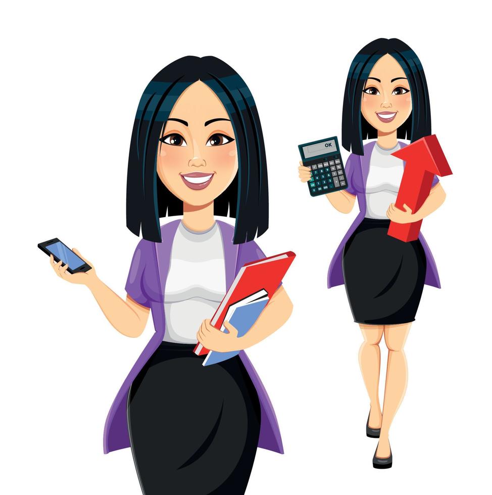 concepto de mujer de negocios asiática joven moderna vector