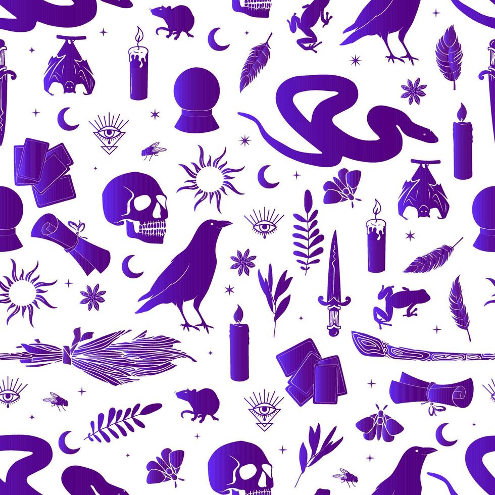 halloween vector seamless pattern witchcraft drawing