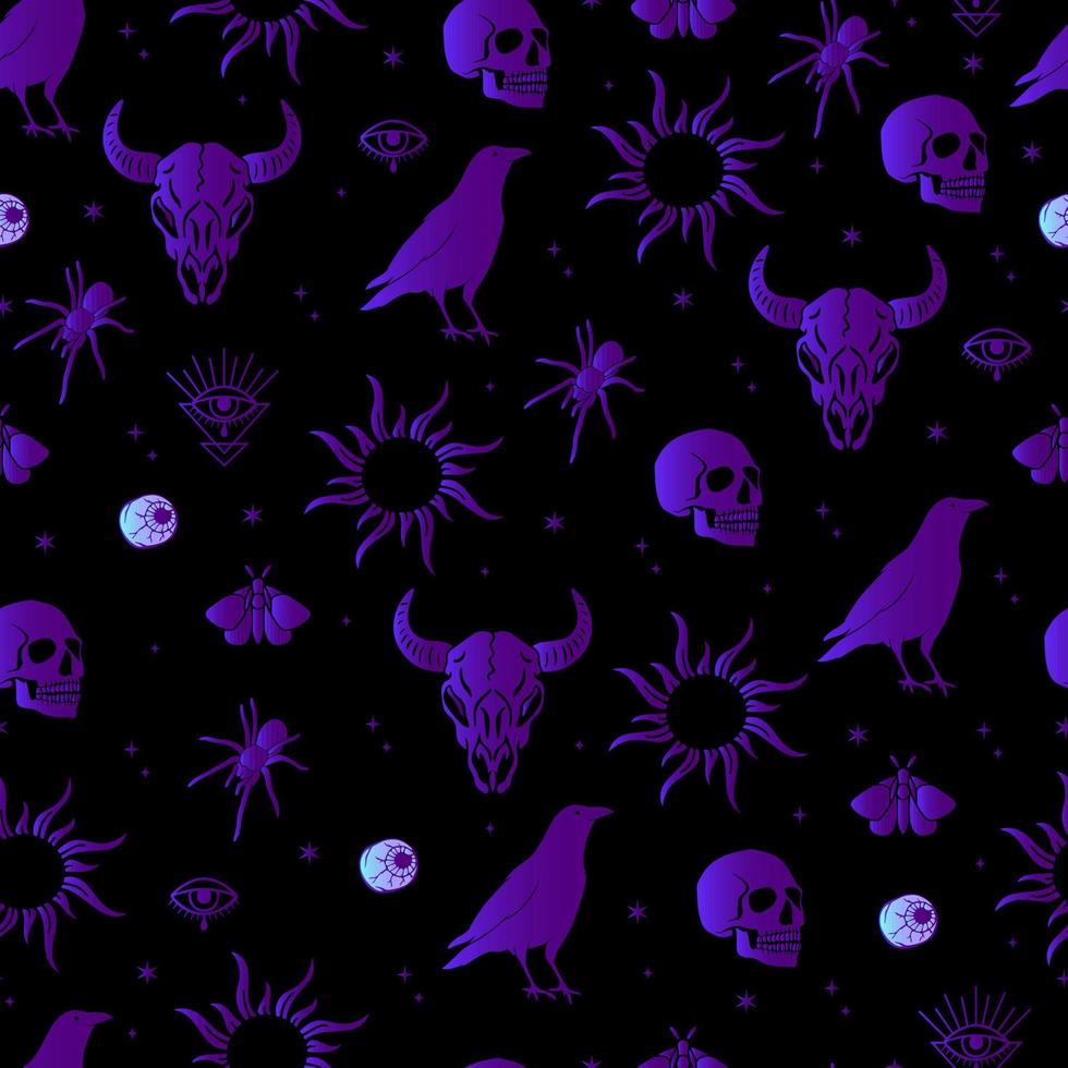 halloween vector seamless pattern witchcraft drawing