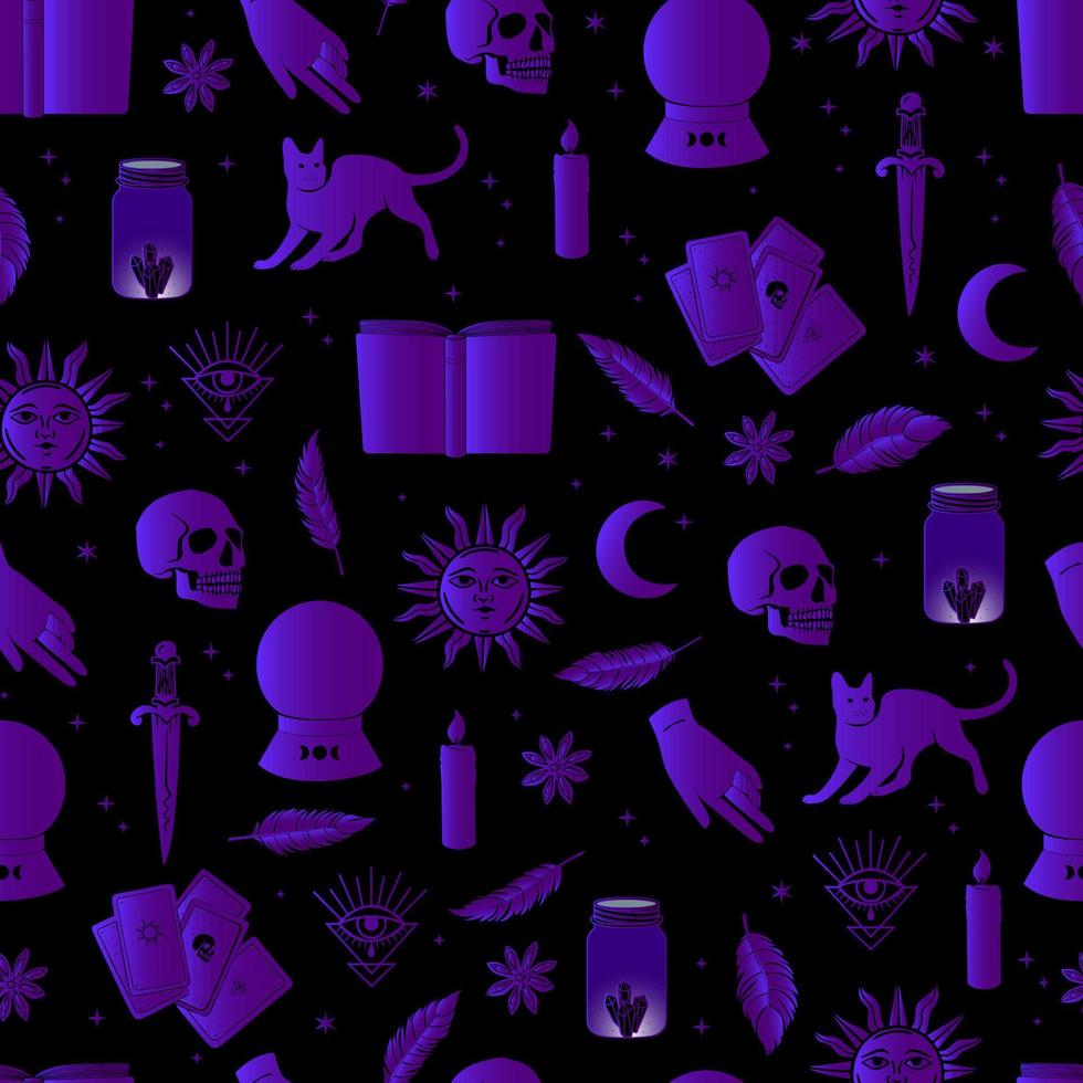 halloween vector seamless pattern witchcraft drawing