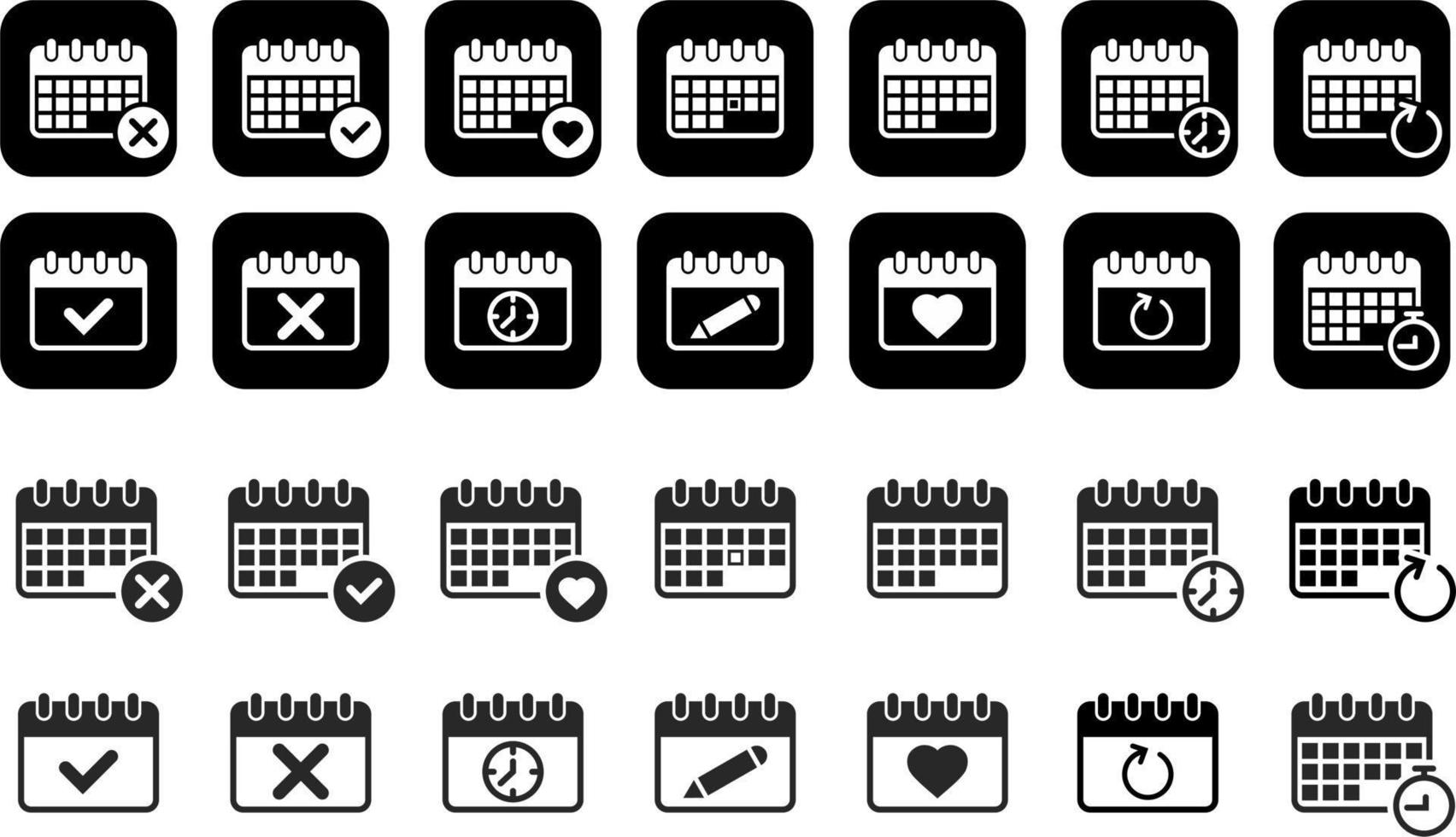 Set of Calendar Vector Icons. Schedule Sings Pictograms