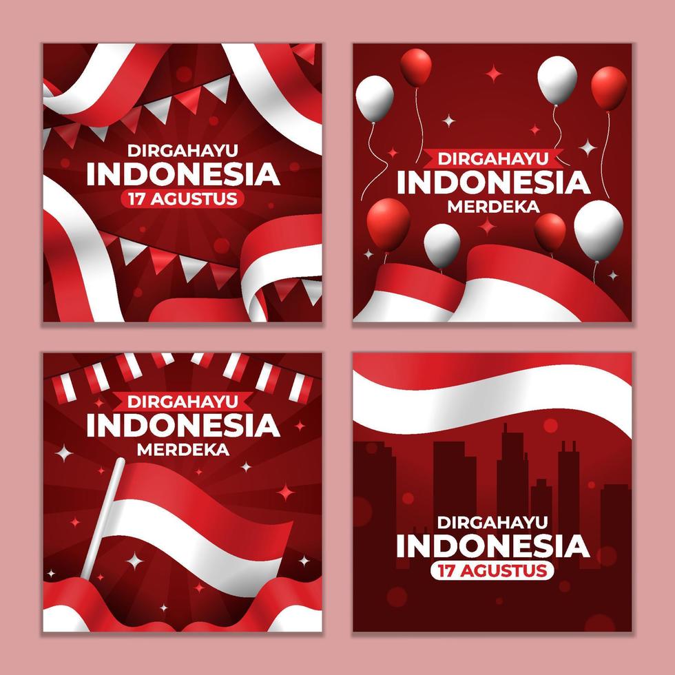 Indonesia Independence Day Social Media Post vector