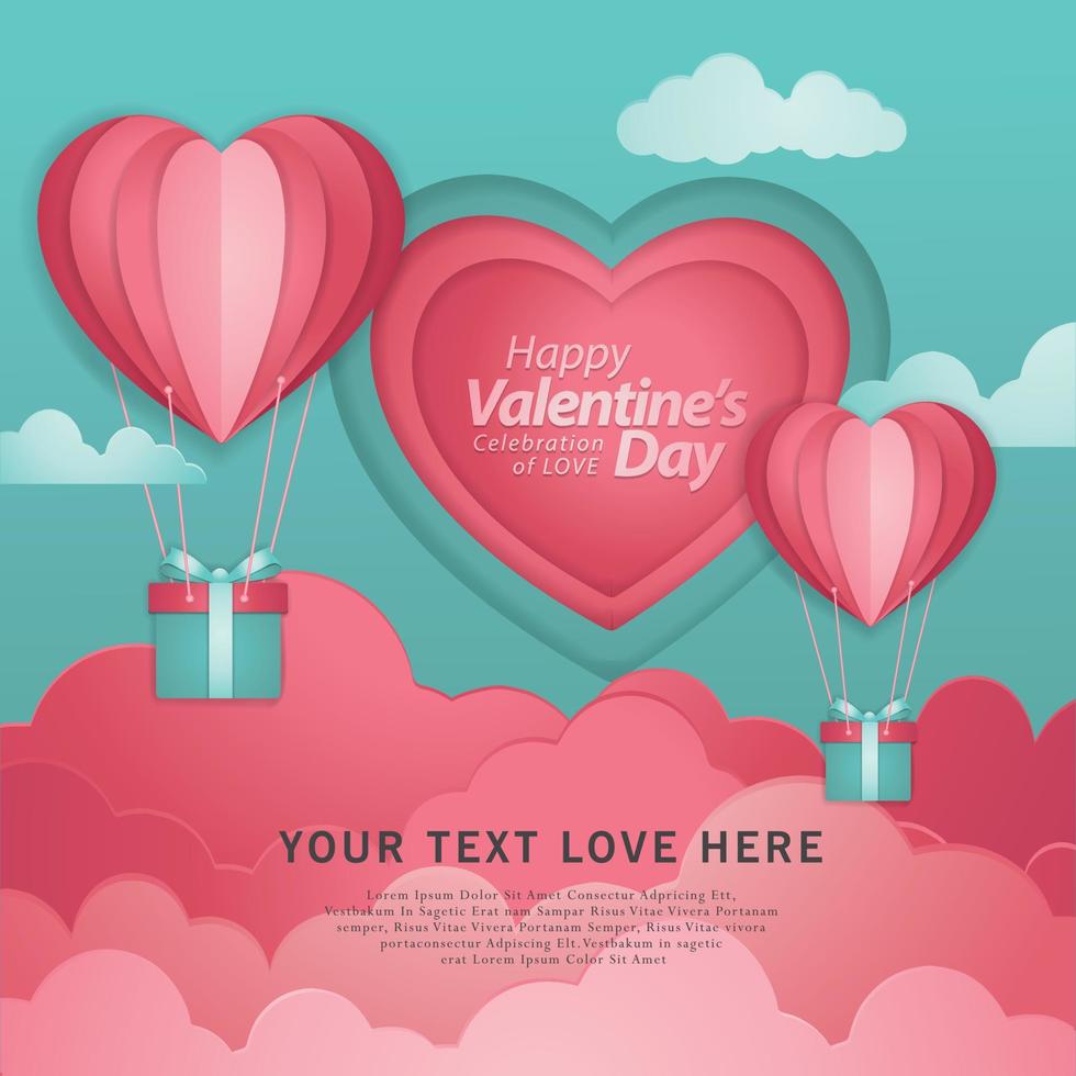 Happy valentines day typography vector design template