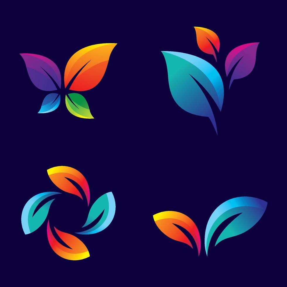 Colorful leaf logo images vector