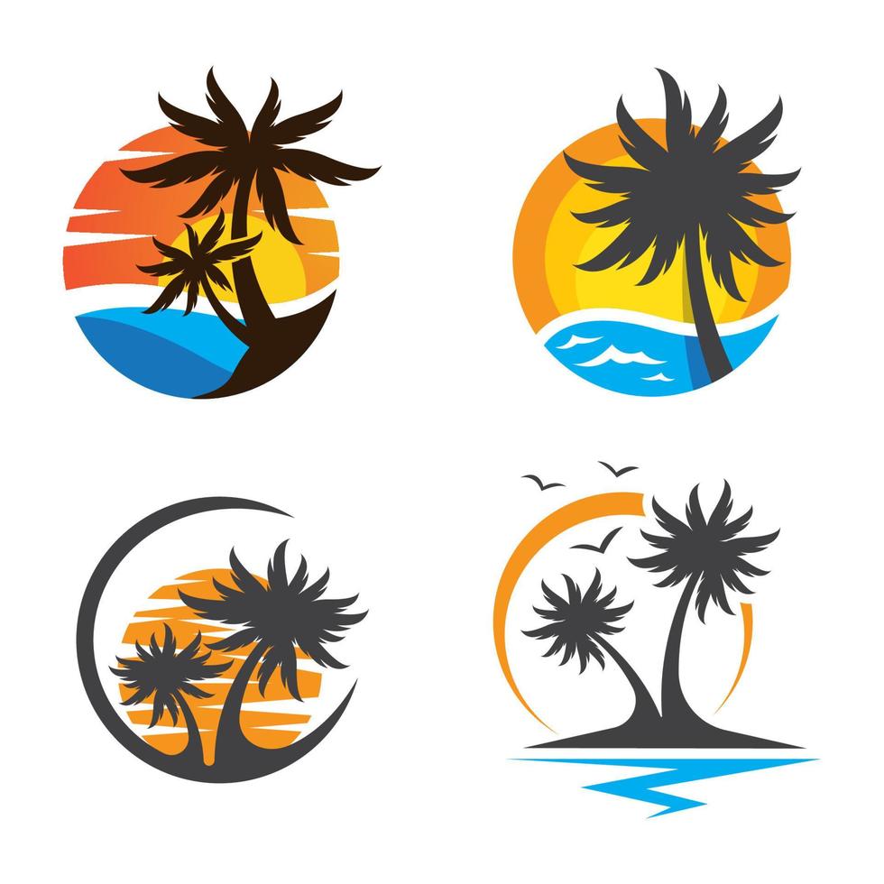 Sunset beach logo images vector