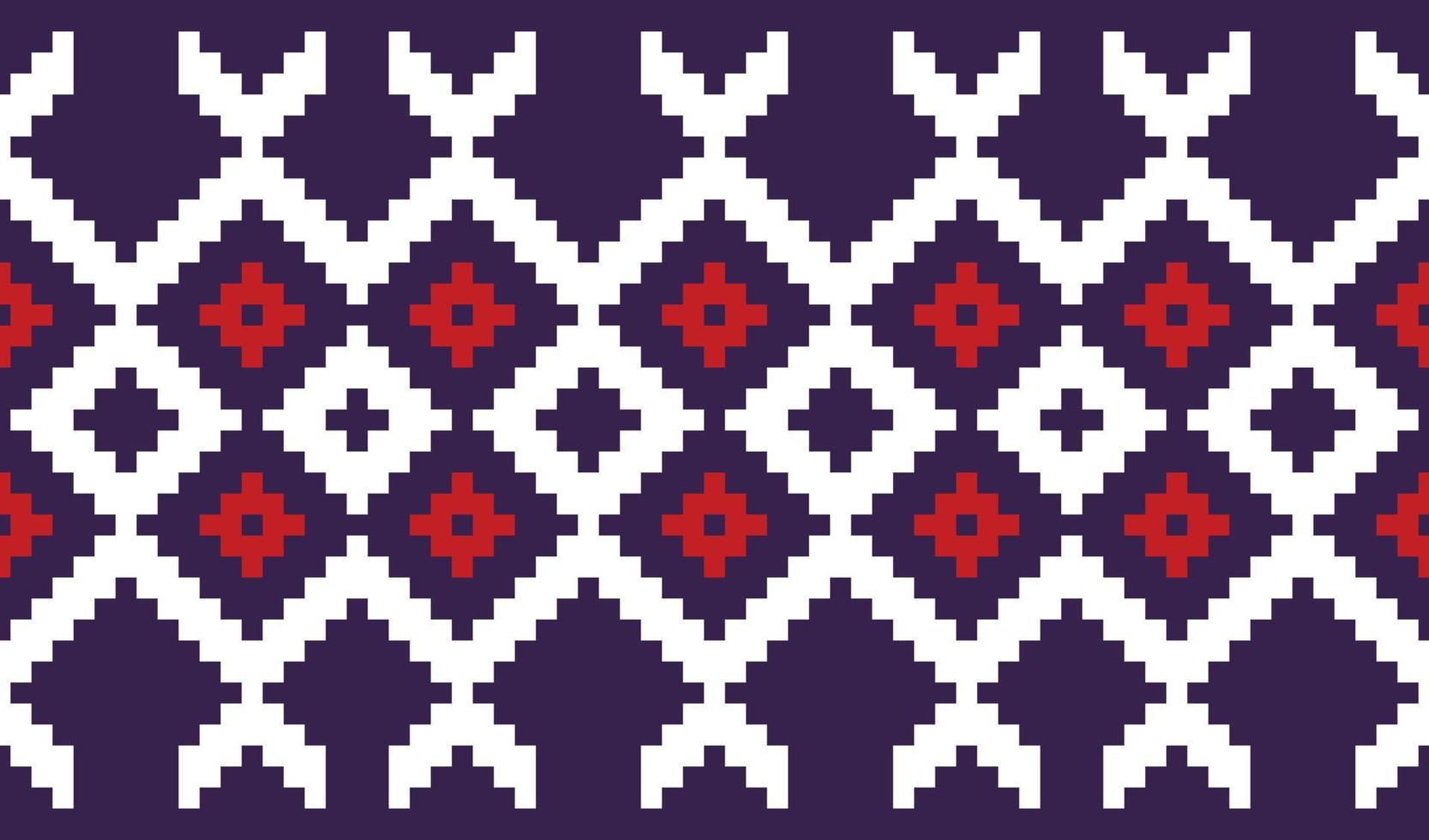 Aztec African Geometric Pattern. Red Purple and White Colorful Traditional embroidery. Design for print texture. Border background for  wallpaper, wrapping paper vector