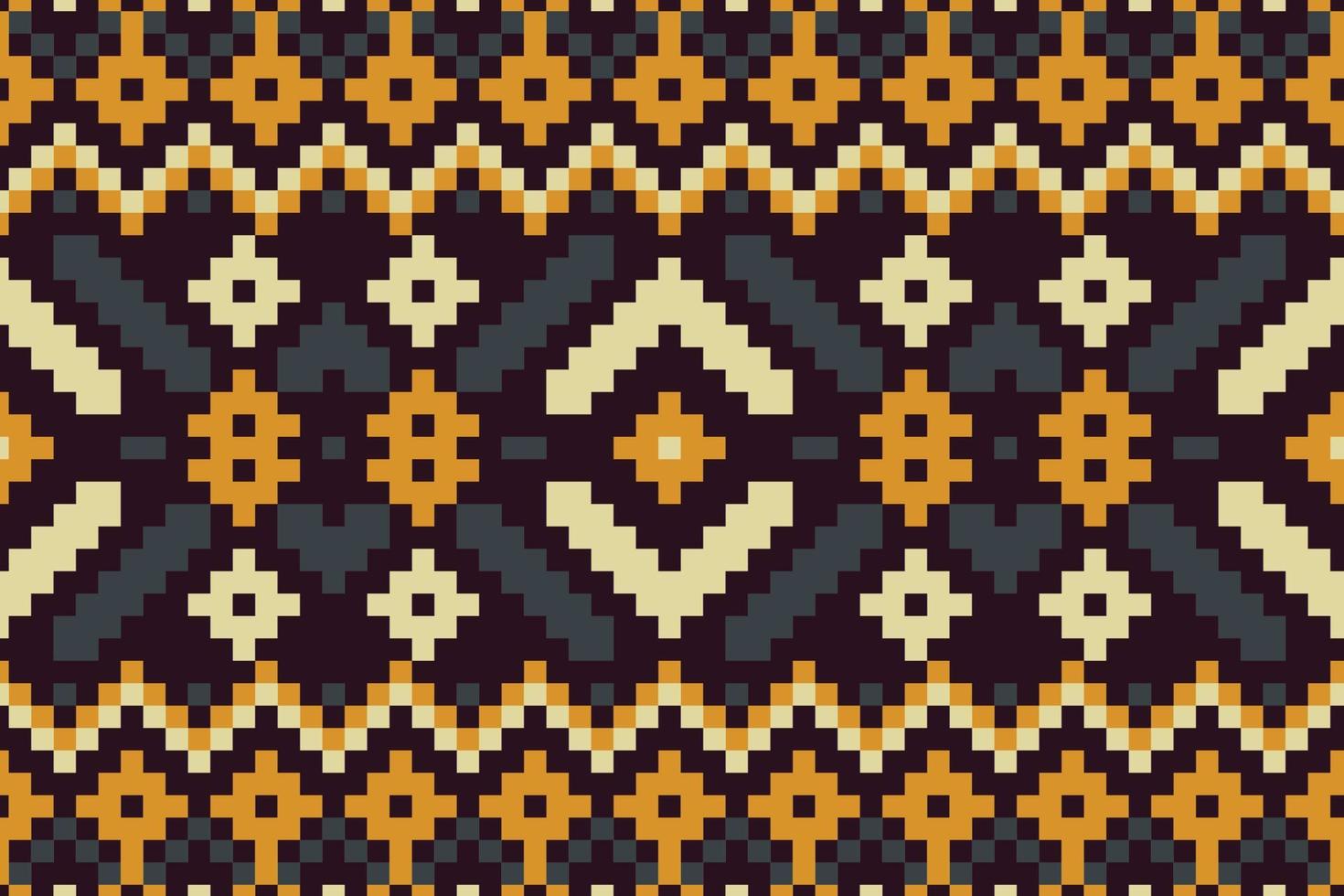 Abstract African ethnic seamless pattern, tribal red background. Bright vector tribal texture with Pixel shapes.
