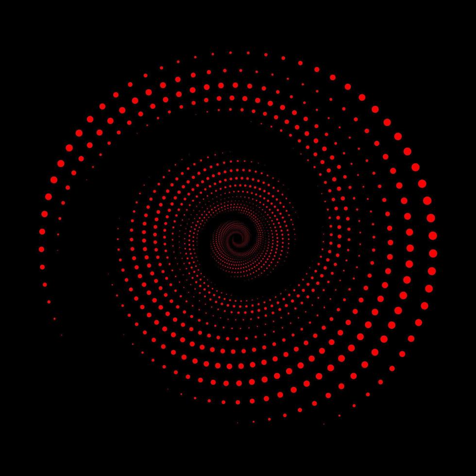 Abstract background. Optical art. Design spiral red dots backdrop. Optical illusion shape. vector